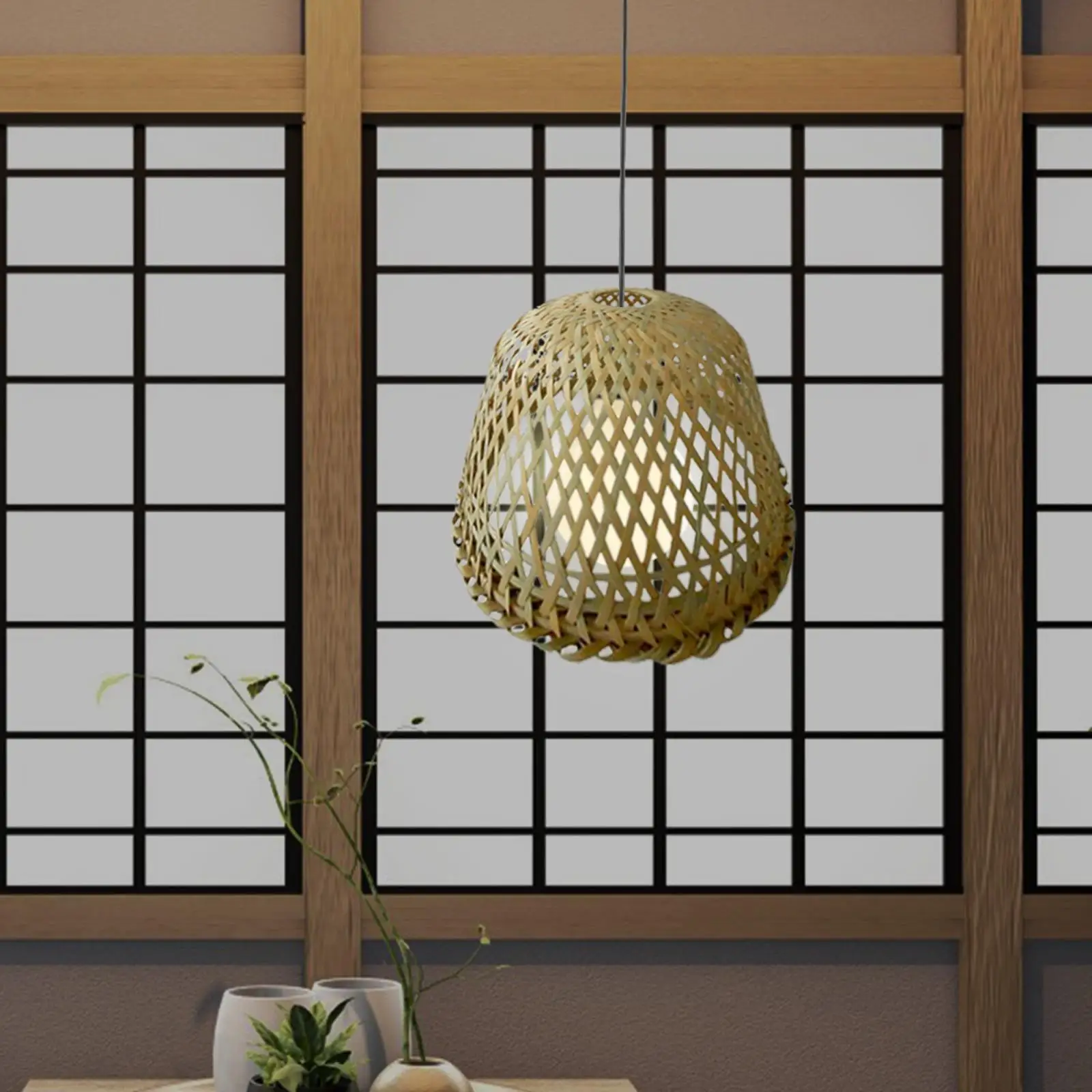 Bamboo Lamp Shade Handmade Woven Ceiling Light Fixture for Home Decorative