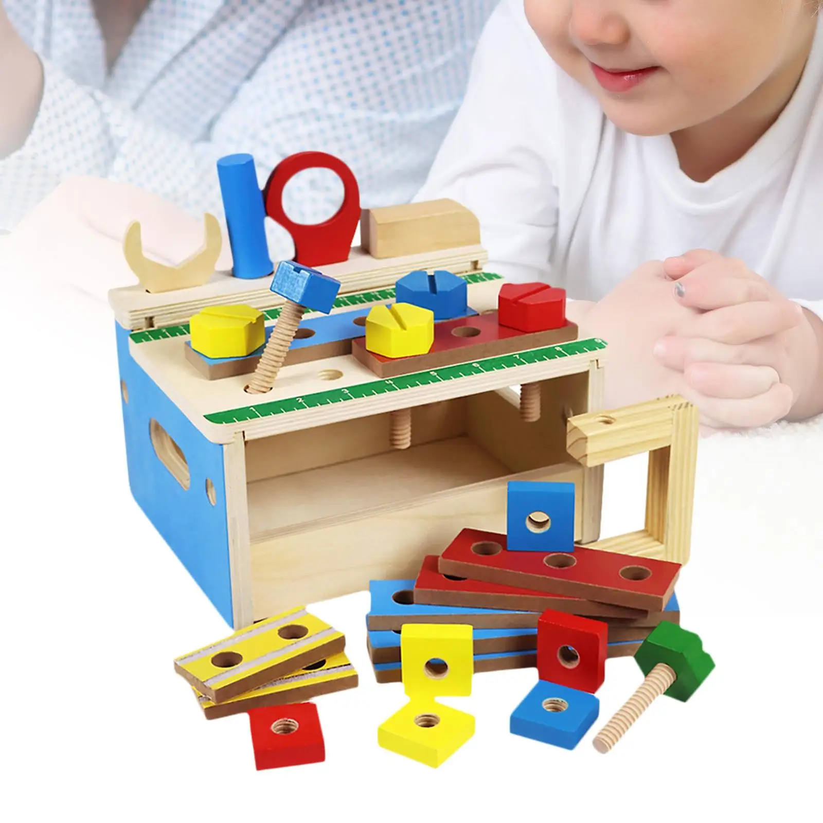 27Pcs Tool Kit Toy Learning Educational Toy Wooden Construction Toy Screw Disassembly Toy Tool for Children Kids Toddler