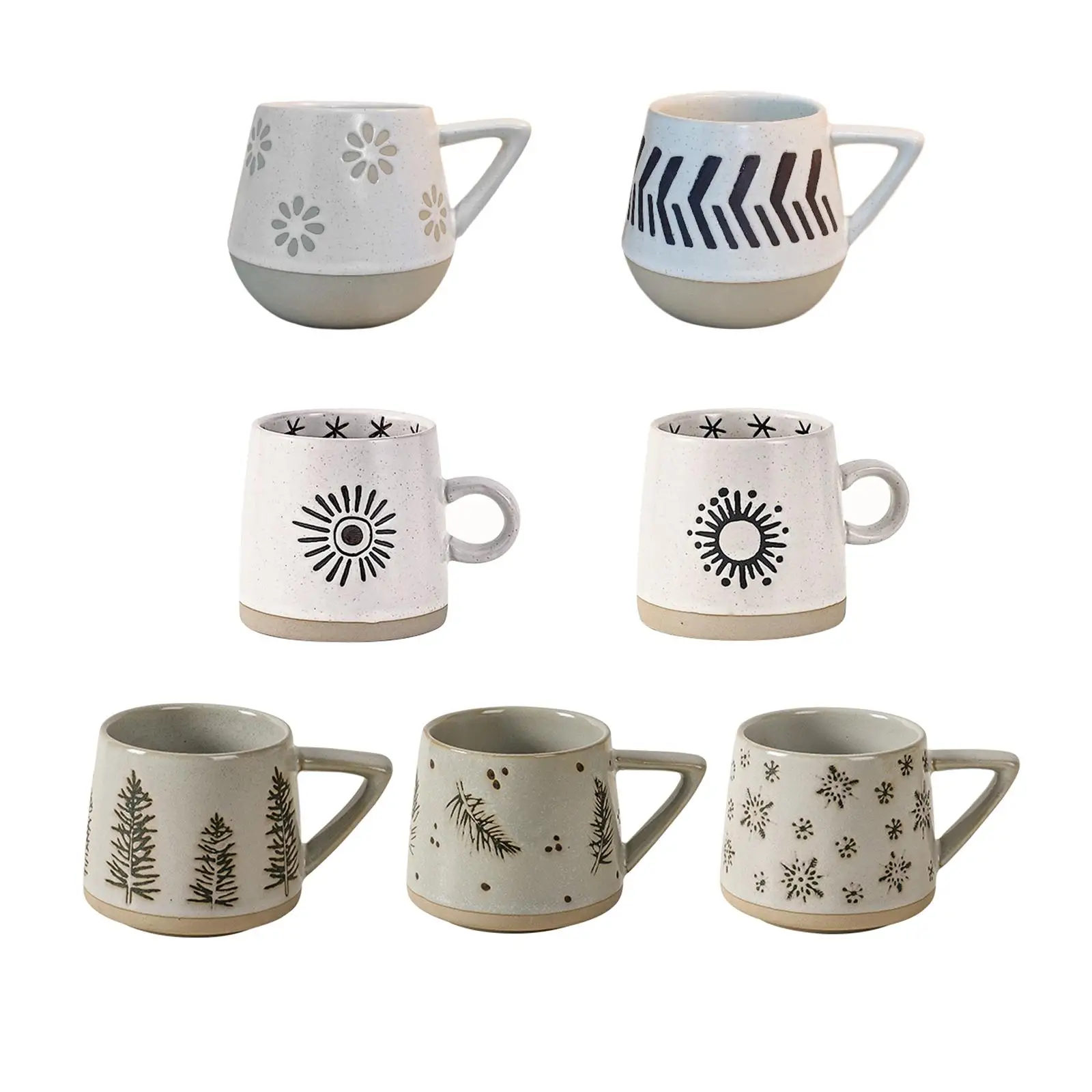 400ml Porcelain Mugs Espresso Mug Ceramic with Handle Japanese Style tea Mug for Oatmeal Travel Breakfast Water Milk
