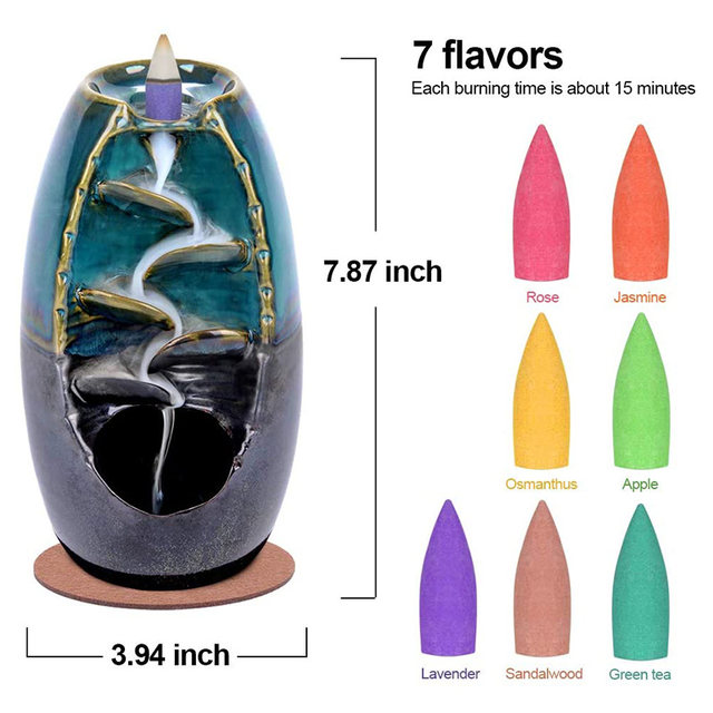 1set Frog Boat Incense Holder Waterfall Ceramic Backflow Incense Burner  Smoke Fountain Censer With 45 Sticks & 12 Cones, Back Flowing Incense  Diffuser