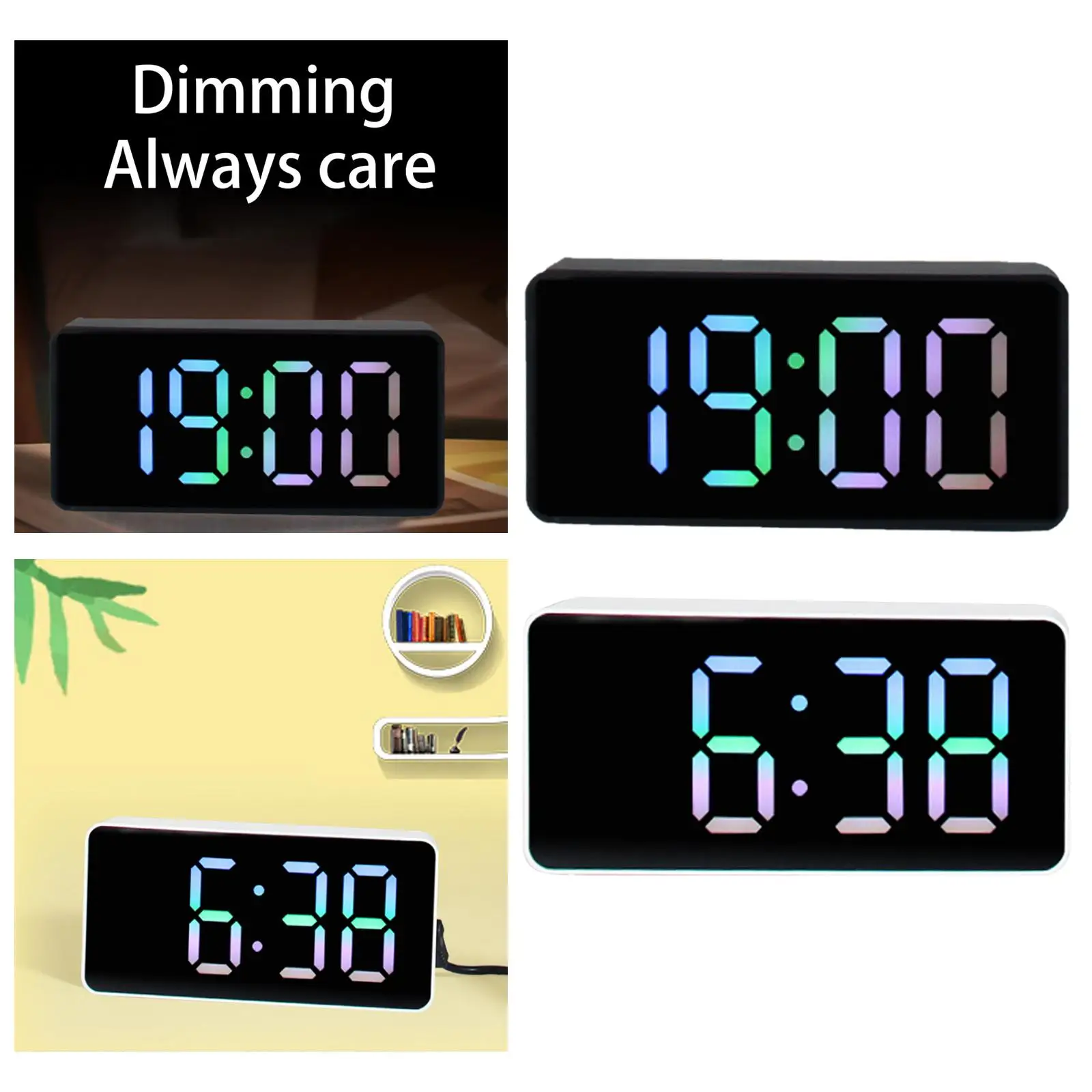 Modern Digital alarms Clock with Date Temperature Display USB Charging Calendar Electronic Clock for Shop Bedside Office Home