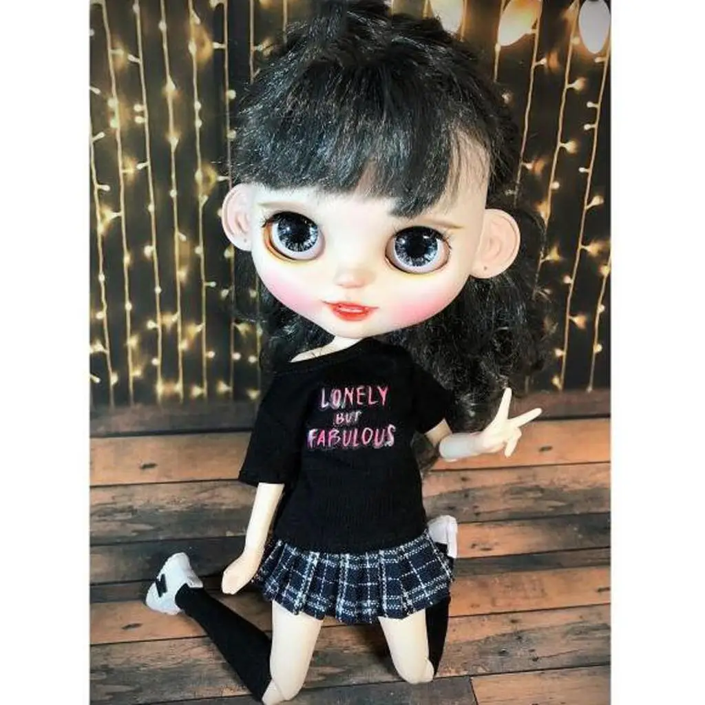 1/6 Multi Classic School Style Plaid Pleated Skirt Dress Outfit Casual/Party Clothes for 12` Blythe  Dolls Clothes