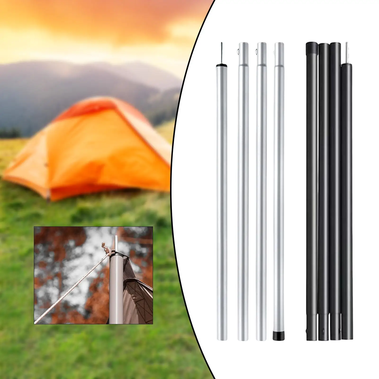 Universal Adjustable Tarp Poles Awning Support Pole Wear Resistant Support Rods Durable for Beach Home Backyard Traveling Picnic