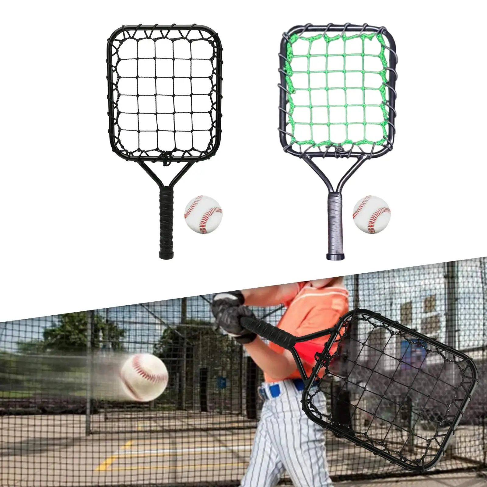 Baseball Racquet Ball Set Iron Baseball Auxiliary Practice Device Baseball Racket with Ball Baseball Essentials Hitting Aid
