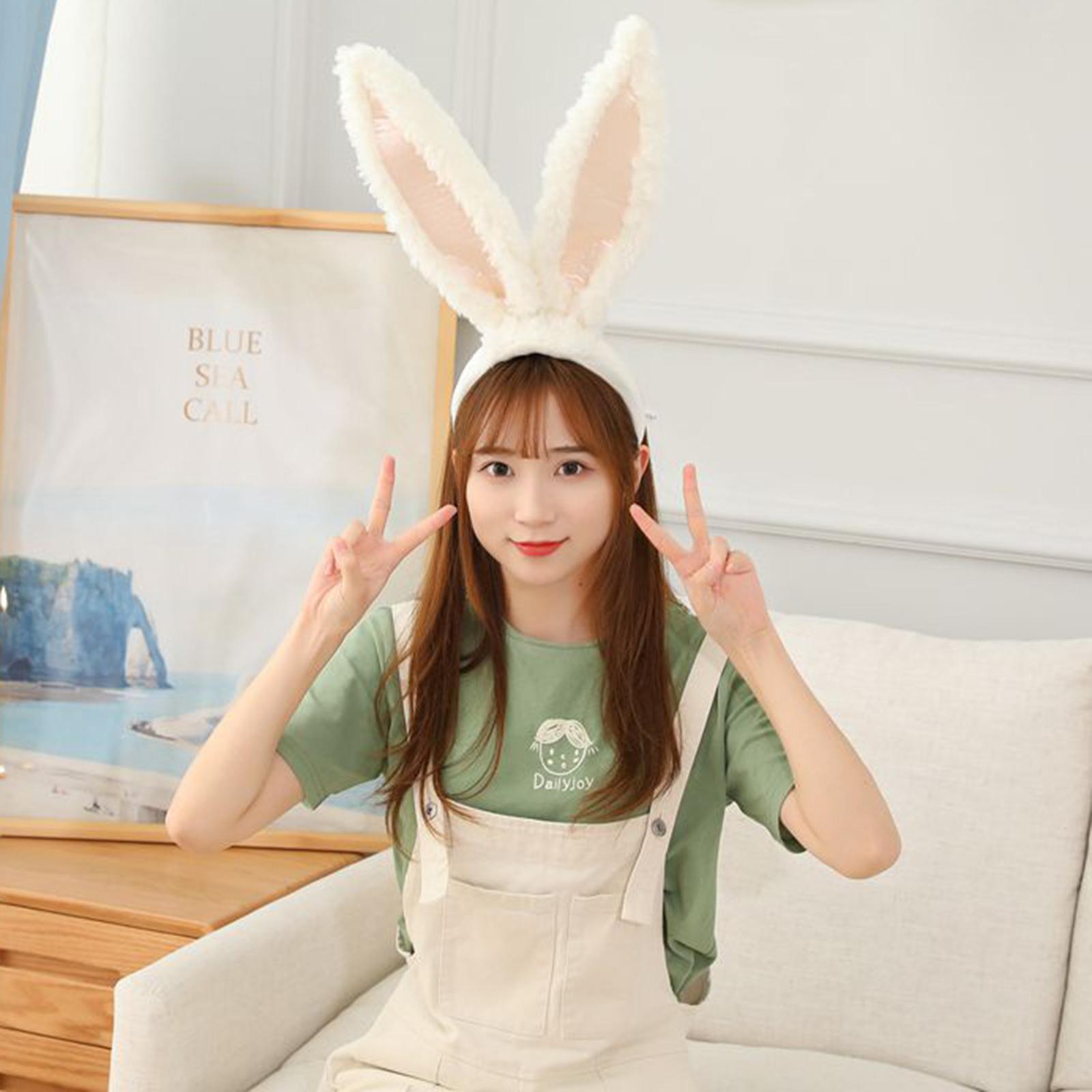 Plush Rabbit Ear Hair Bands Headwear Long Furry Dress accesorios Headwraps Bunny Ear Hair Hoop for Cosplay Christmas Halloween