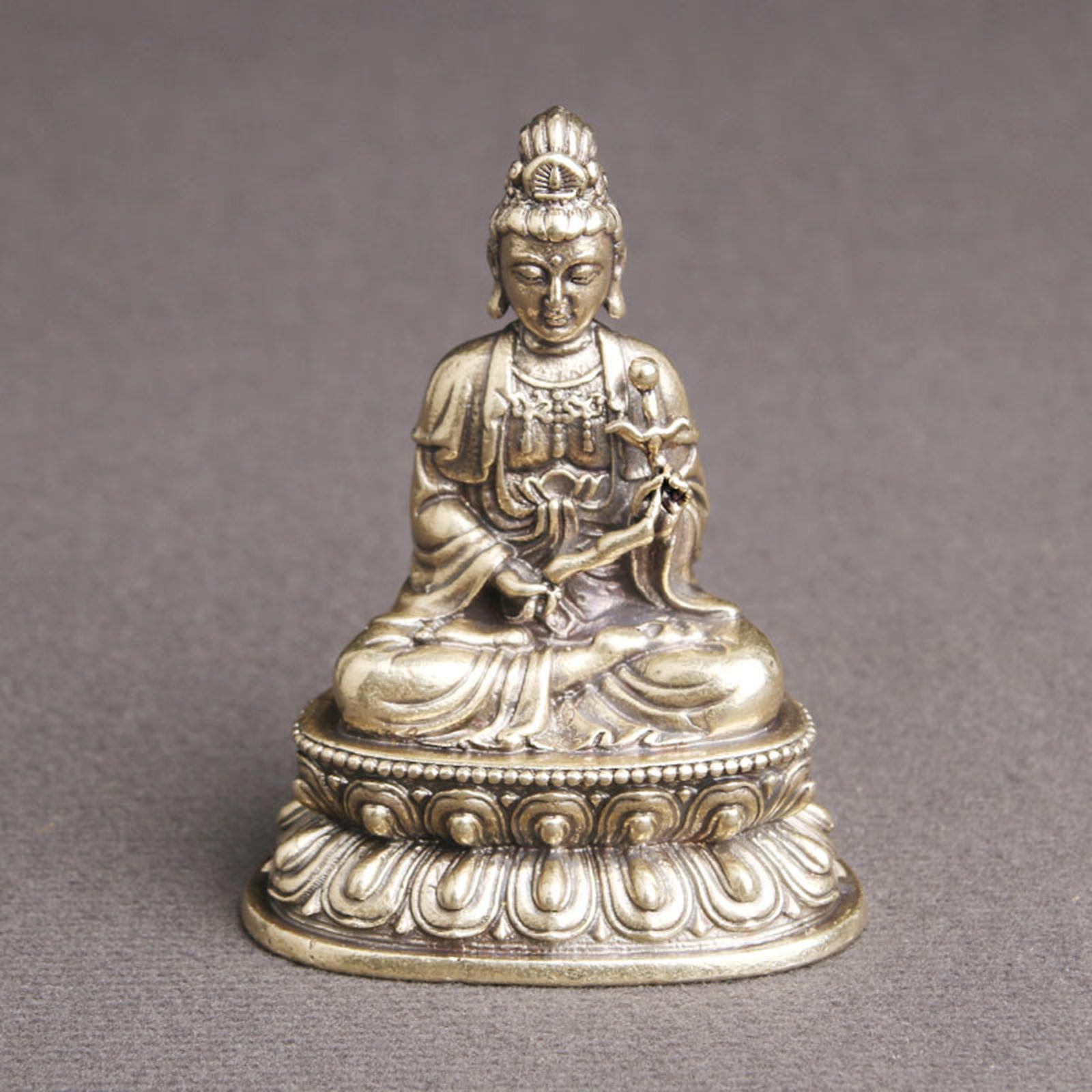 Antique Style Chinese Meditating Buddha Statue Seated Buddhism GuanYin Figurines Feng Shui Zen Sculpture Ornament for Artwork
