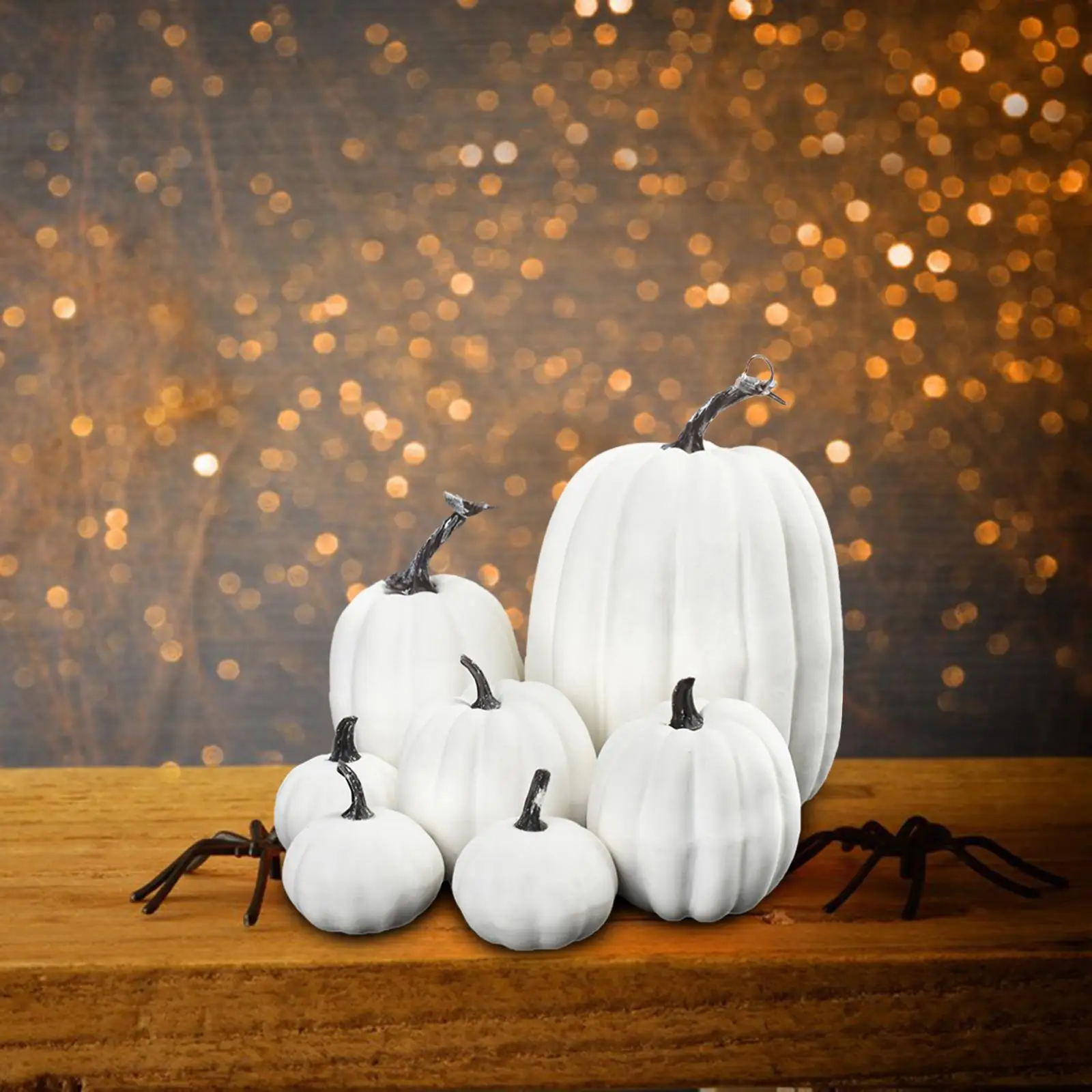 7x Artificial Pumpkins Bulk Faux Harvest for Fall Wedding Centerpiece , White