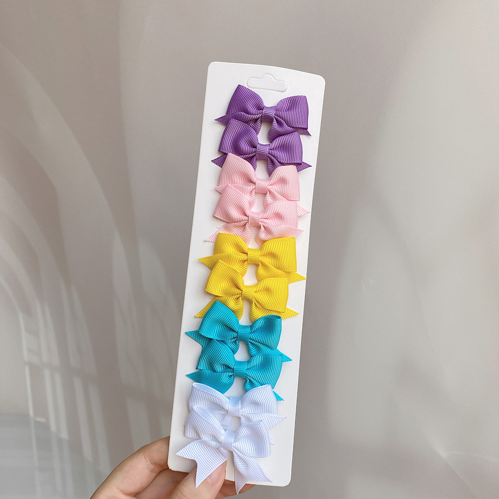 10Pcs/Set Solid Color Kids Bows Hair Clips for Baby Girls Handmade Ribbon Bowknot Hairpin MiNi Barrettes Hair Accessories