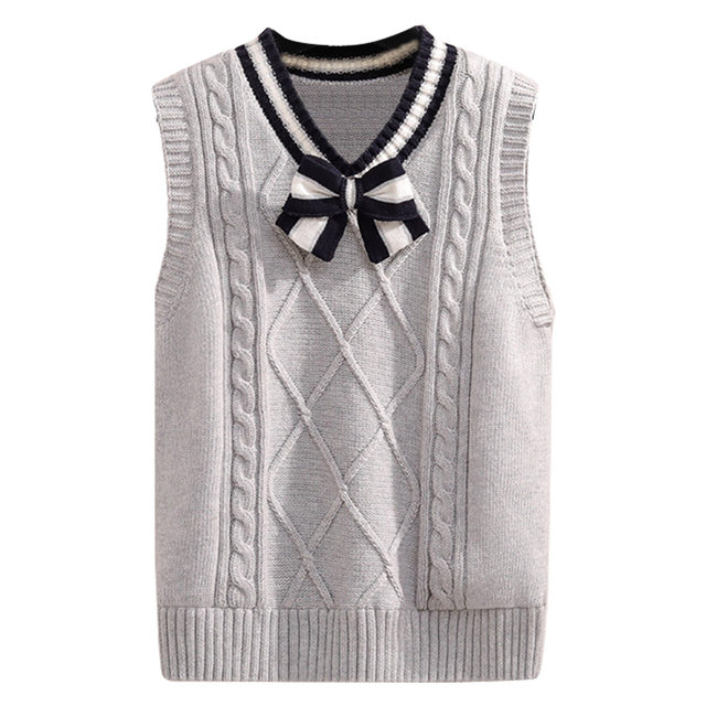 Girls Black Cable Knit Vest