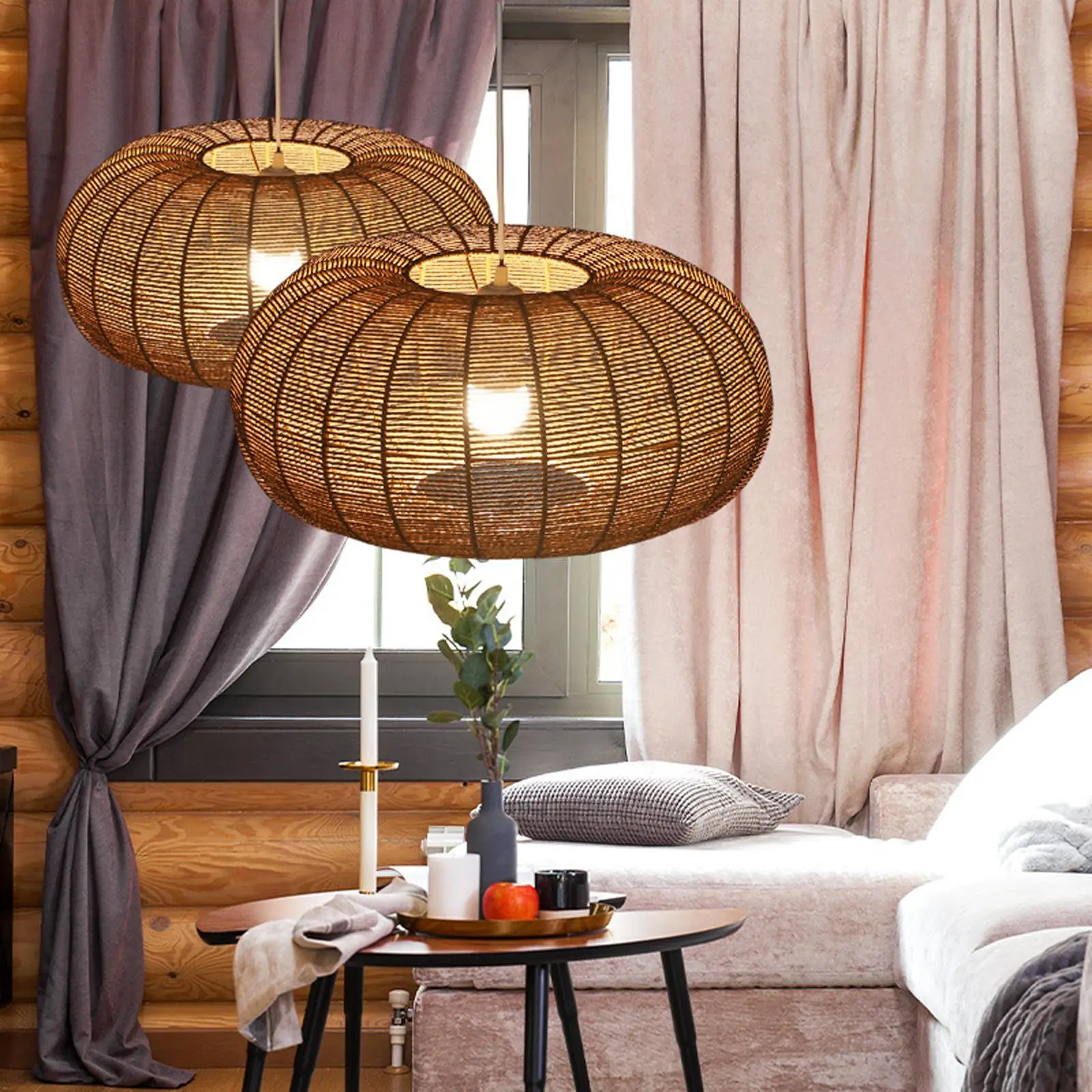 Nordic Style Pendant Lamp Shade, Decoration Rope Ceiling Light Shade Woven Chandelier Cover for Dining Room Kitchen restaurant