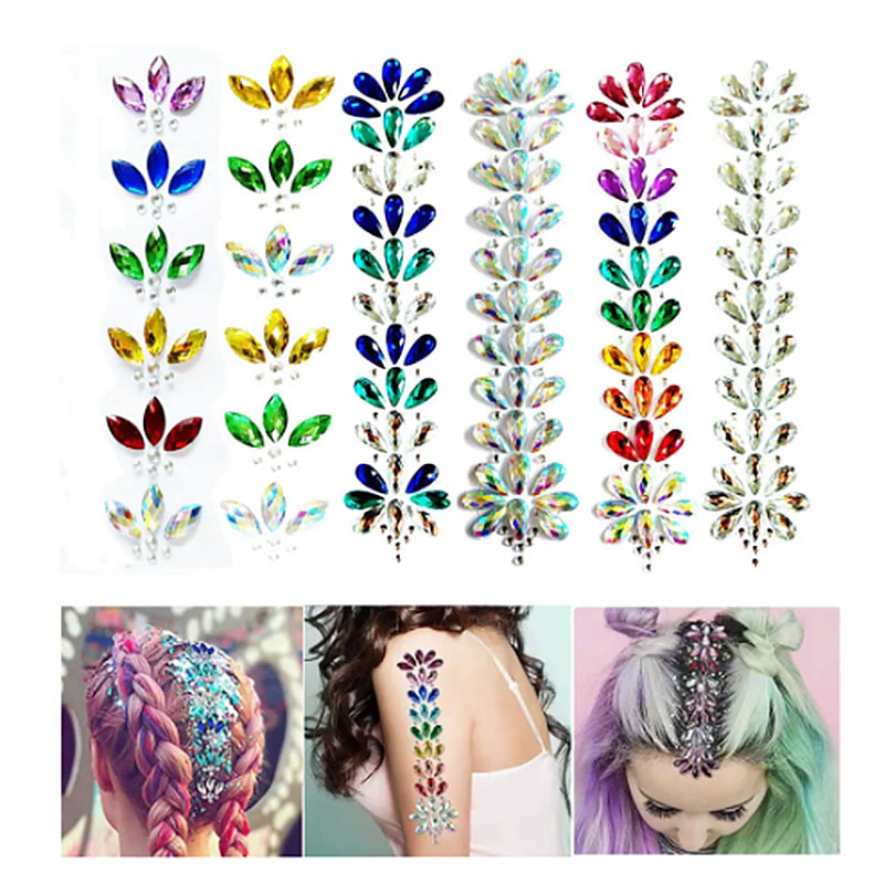 Best of 3D Hair Jewels Glitter Face Body Gems Rhinestone Festival Shiny Crystal Forehead Headpiece Sticker Temporary Tattoo Stickers Hot Reviews & Tips