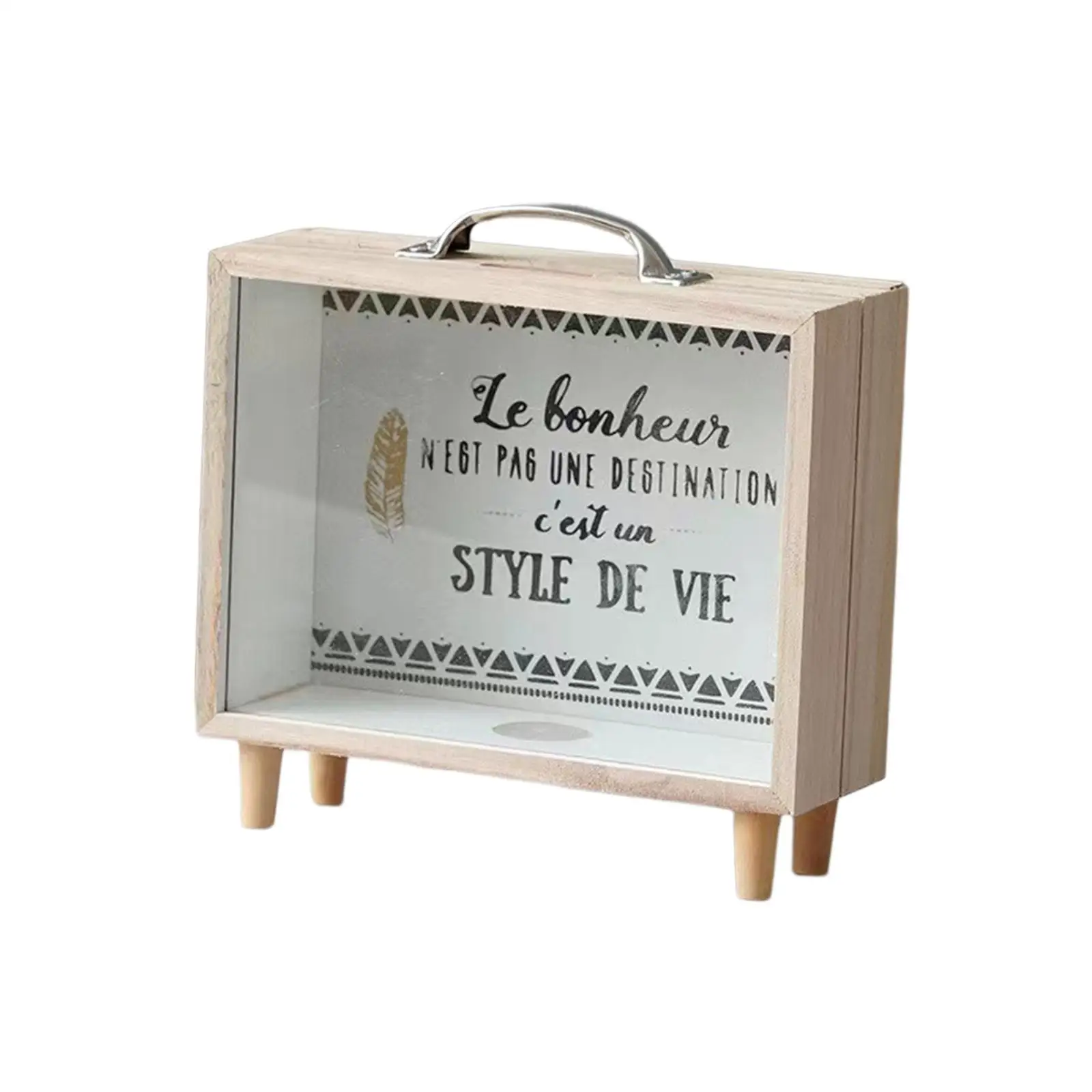 Wooden Piggy Bank Decorative Shadow Box for Vacation Desktop Honeymoon