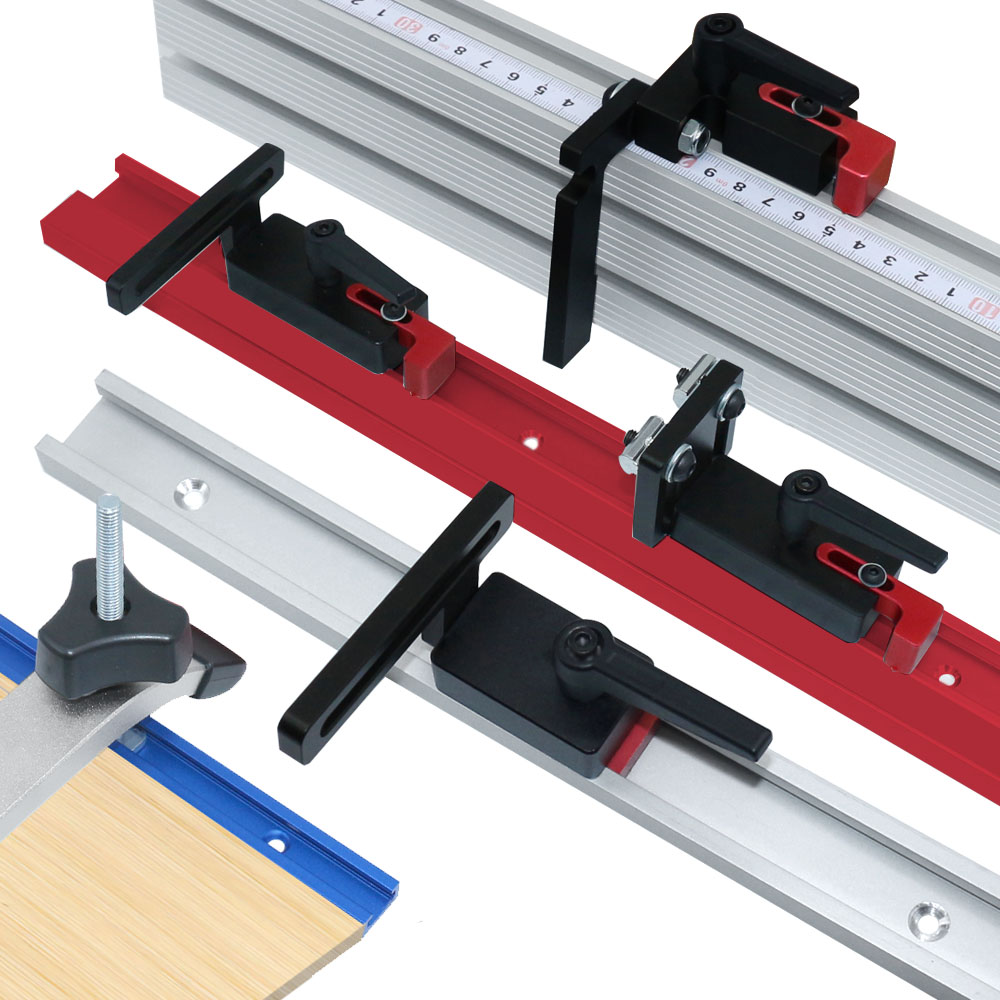 Tischkreissägezaun und T-Schienen für Holzbearbeitung, Aluminium-Gehrungsschiene, T-Nut-T-Schraubenbefestigung für WorkBench-Router-Tisch, DIY-Werkzeuge – Detail 2