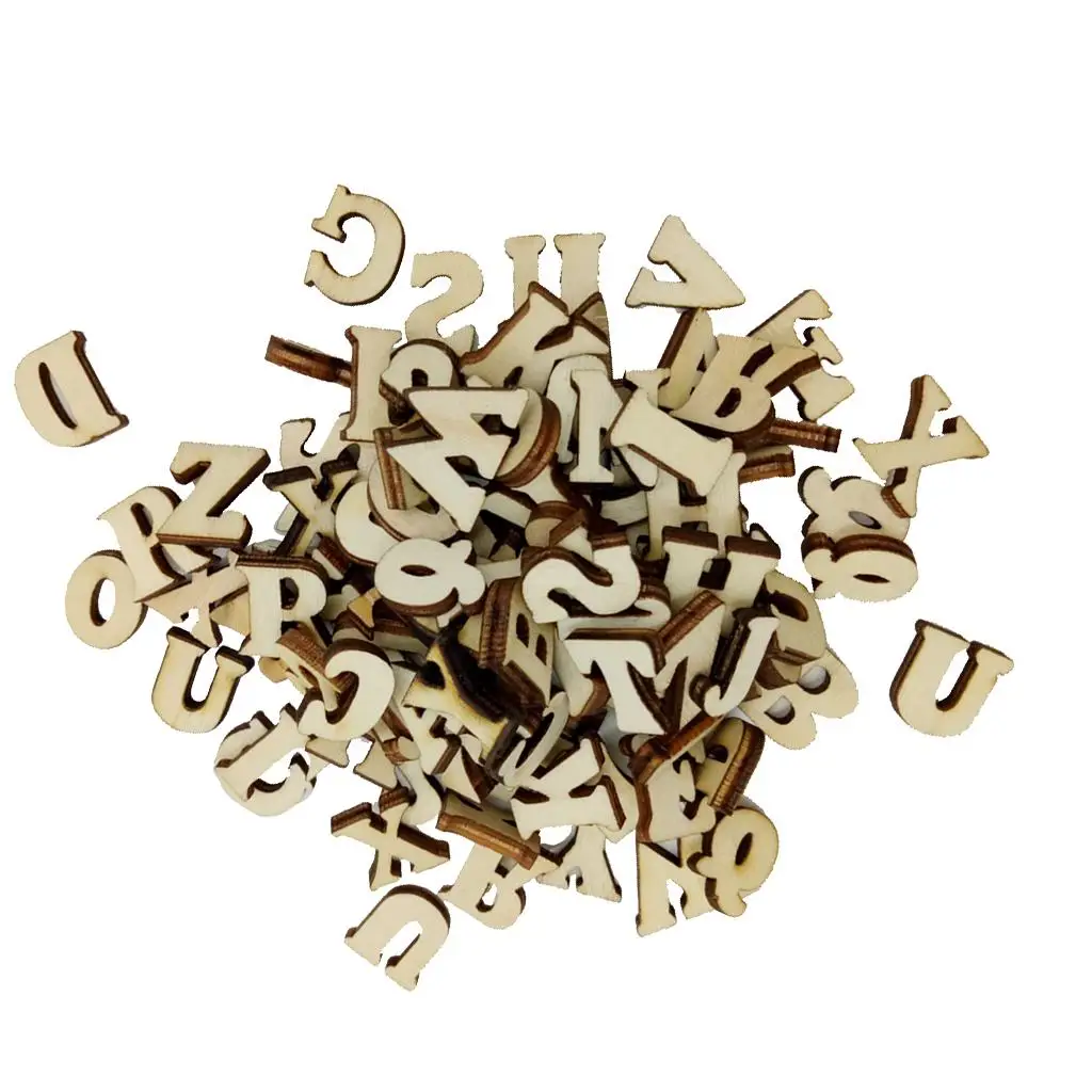100 Pieces Wooden Alphabet, Decorative Wooden Letter Alphabet Fits