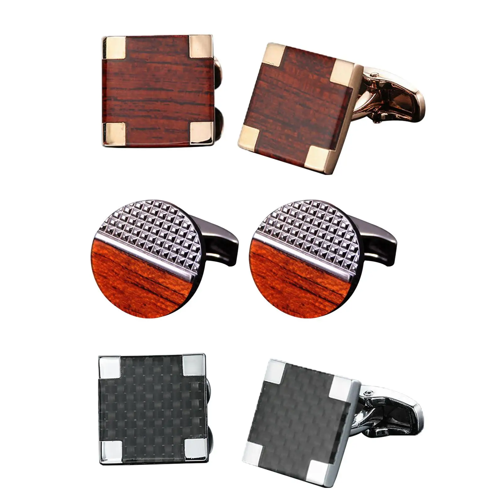 2Pcs Unique Men`s Cuff Links Copper Formal Set Personality High-End , One Size for Wedding Suit Cocktail Party Banquet Shirts