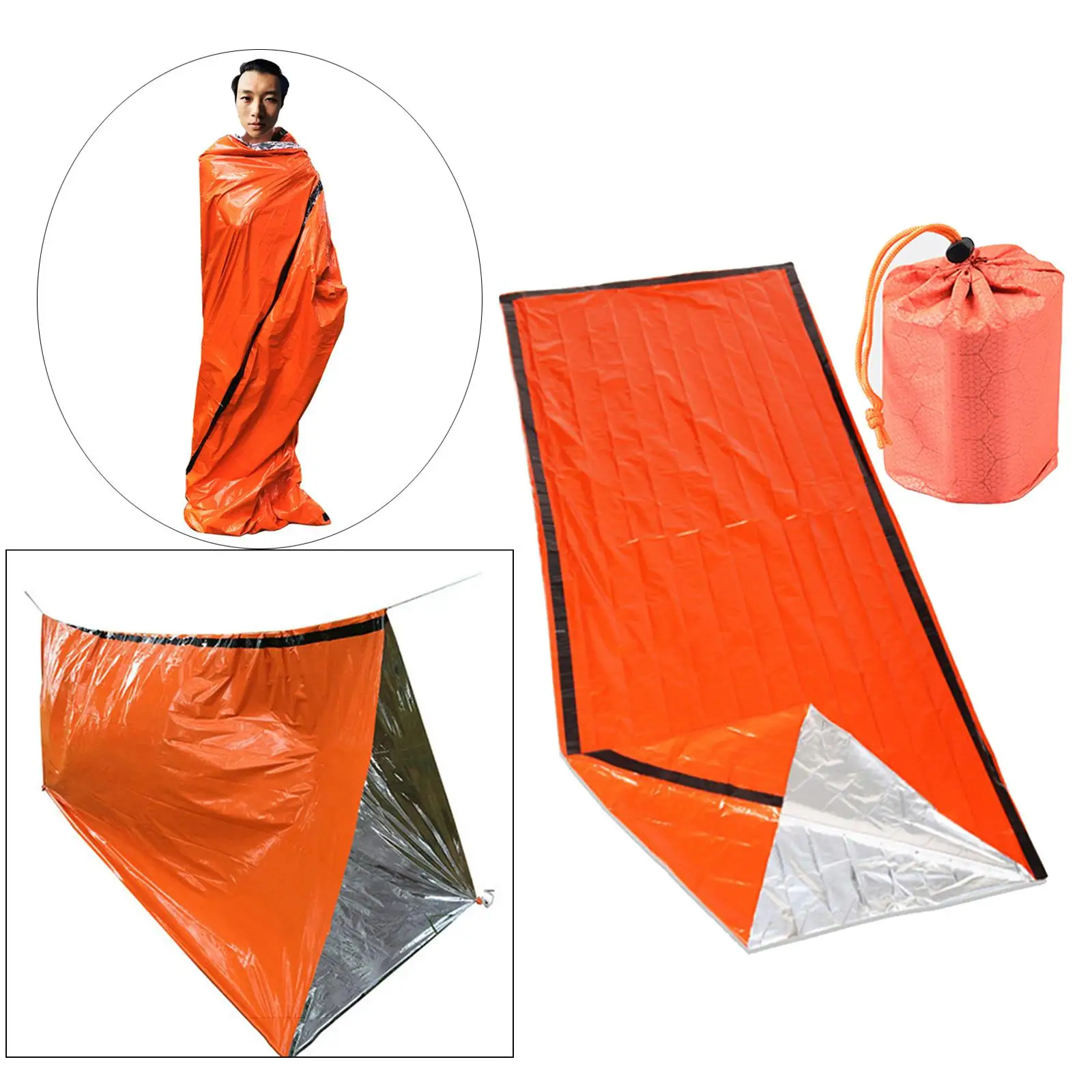 Blanket   Emergency Blanket Bivouac Sack Survival Sleeping Bag for First Aid outdoor Hiking, 200x90cm