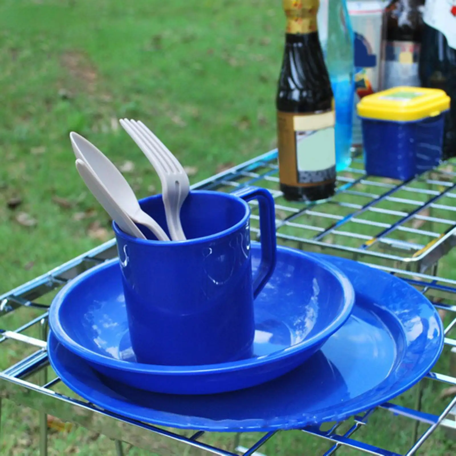 6Pcs Camping Tableware Set Fork Spoon Reusable   Bowl Cup for Survival