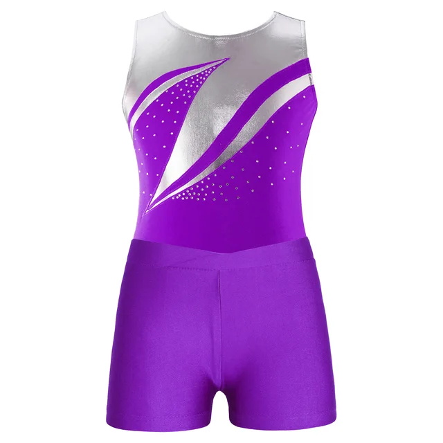 Children Girls Athletic Gymnastics Dancewear Clothes 2pcs Glitter Long  Sleeve Leotards With Shorts Yoga Dance Skating Sportswear - Gymnastics -  AliExpress