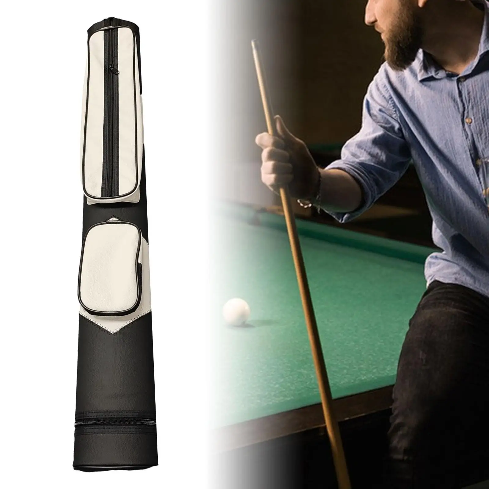 Billiards Pool with Side Pocket, Durable Pool Cue Storage Pouch, Billiard