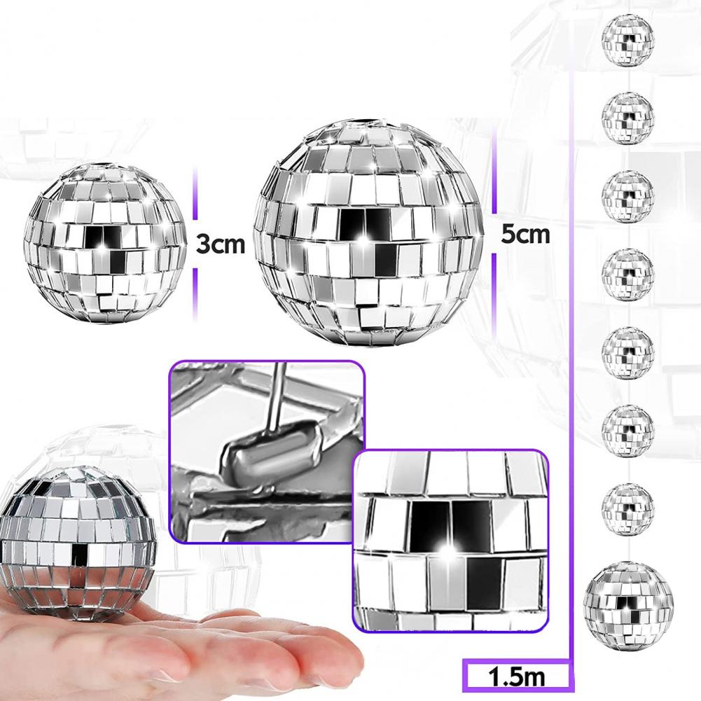 Description Picture 4 of itemDisco Ball Sphere Mirror Surface Dazzling Reflections Disco Ball Pendant String Hanging Disco Ball Ornament Party Supplies