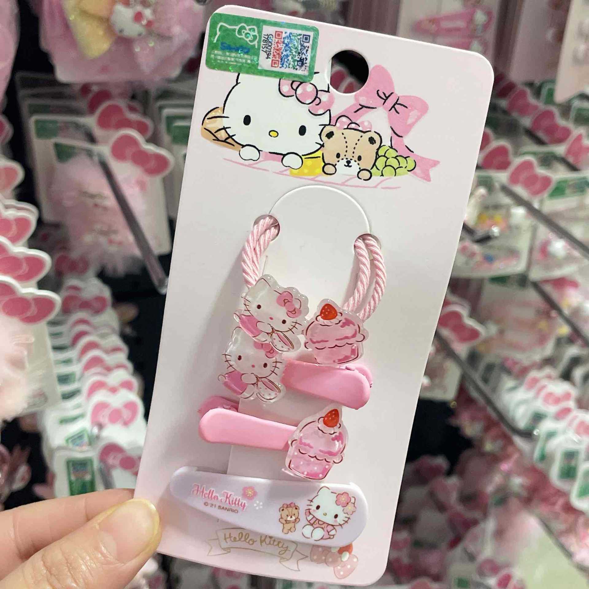 Заколки для волос Hello Kitty Kawaii, аксессуары для волос Sanrio, детские  головные повязки для девочек, модные резинки для волос, для маленьких  девочек на осень | AliExpress