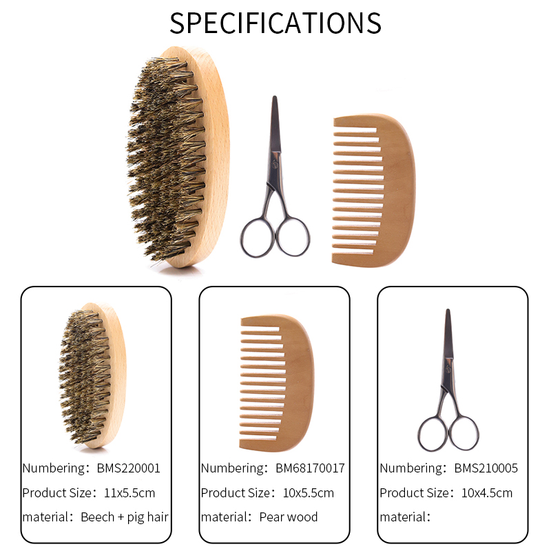 Best of Boar Bristle Beard Brush For Men Beard Grooming Kit With Scissor Wooden Mustache Comb Beard Growth Beard Kit Barba Accesorios Reviews & Tips - Image 6