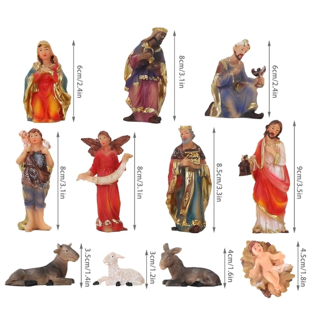 Figurines de scène de la Nativité de Noël CPull, décor chrétien