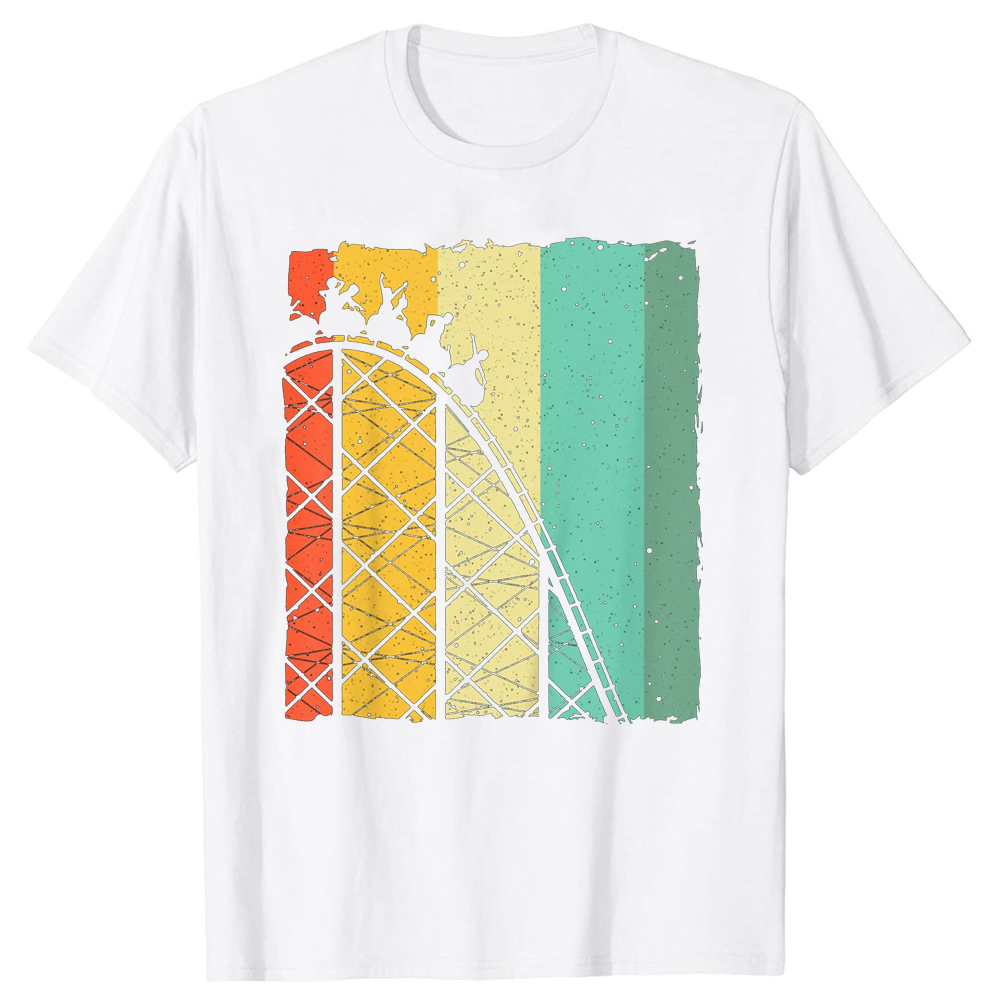 Niedliche Vintage Achterbahn Design Männer Frauen Vergnügung spark T-Shirts Rundhals ausschnitt Kurzarm Mode T-Shirt Kleidung T-Shirts – Detail 3