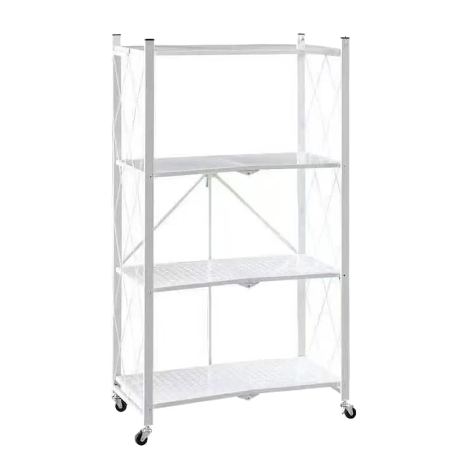 Foldable Bookshelf Display Shelving Units Organization Cart Organizer Corner Shelf Kitchen Cart with Caster Wheels for Home