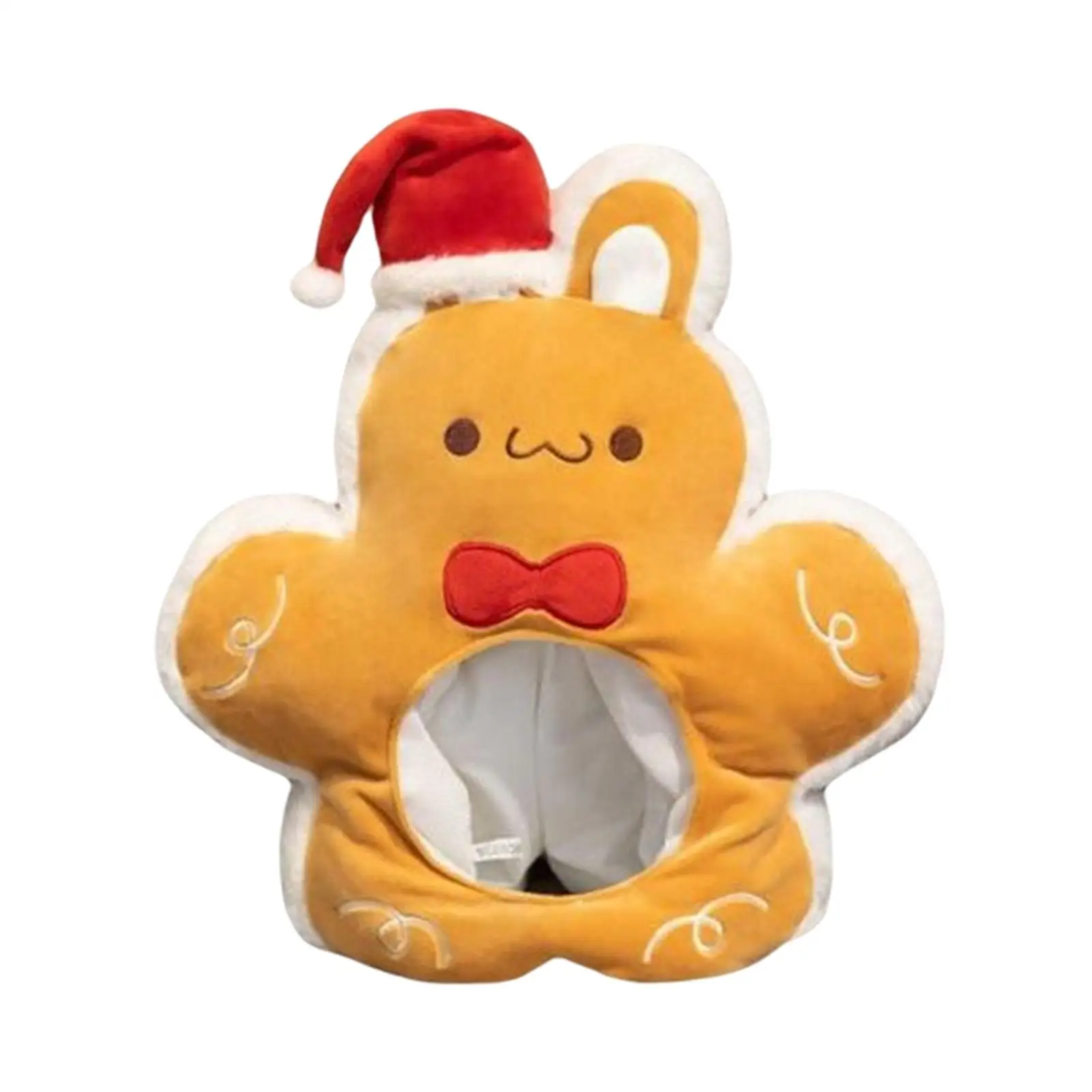 Funny Christmas Gingerbread Rabbit Hat Headgear Plush Unisex Holiday Decorations Warm Costume for Cosplay Celebrations Gift