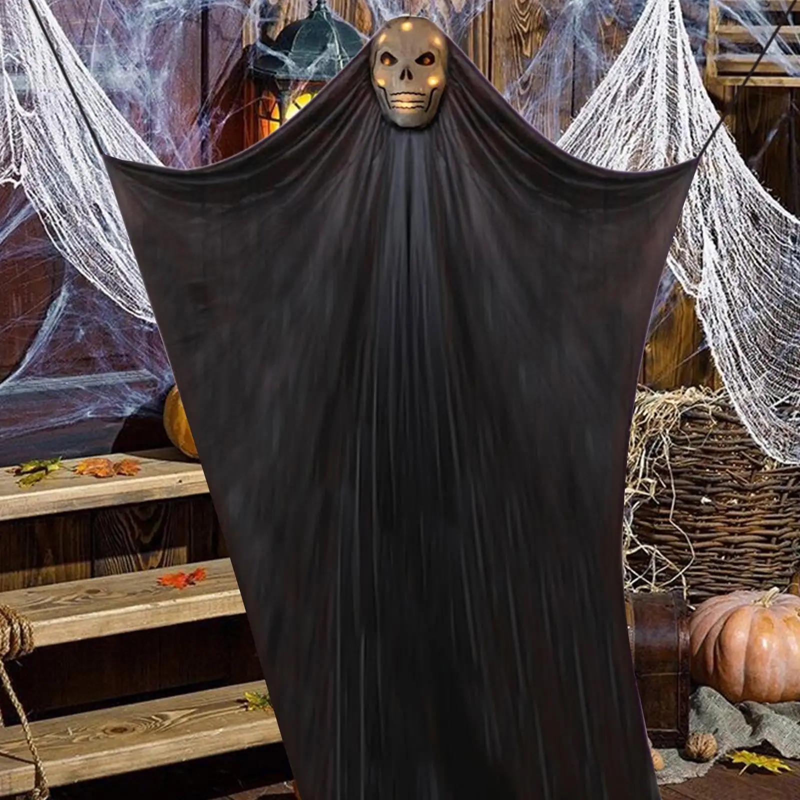 Halloween Hanging Skull with Flowing Robes for Festival Outdoor Party Decor