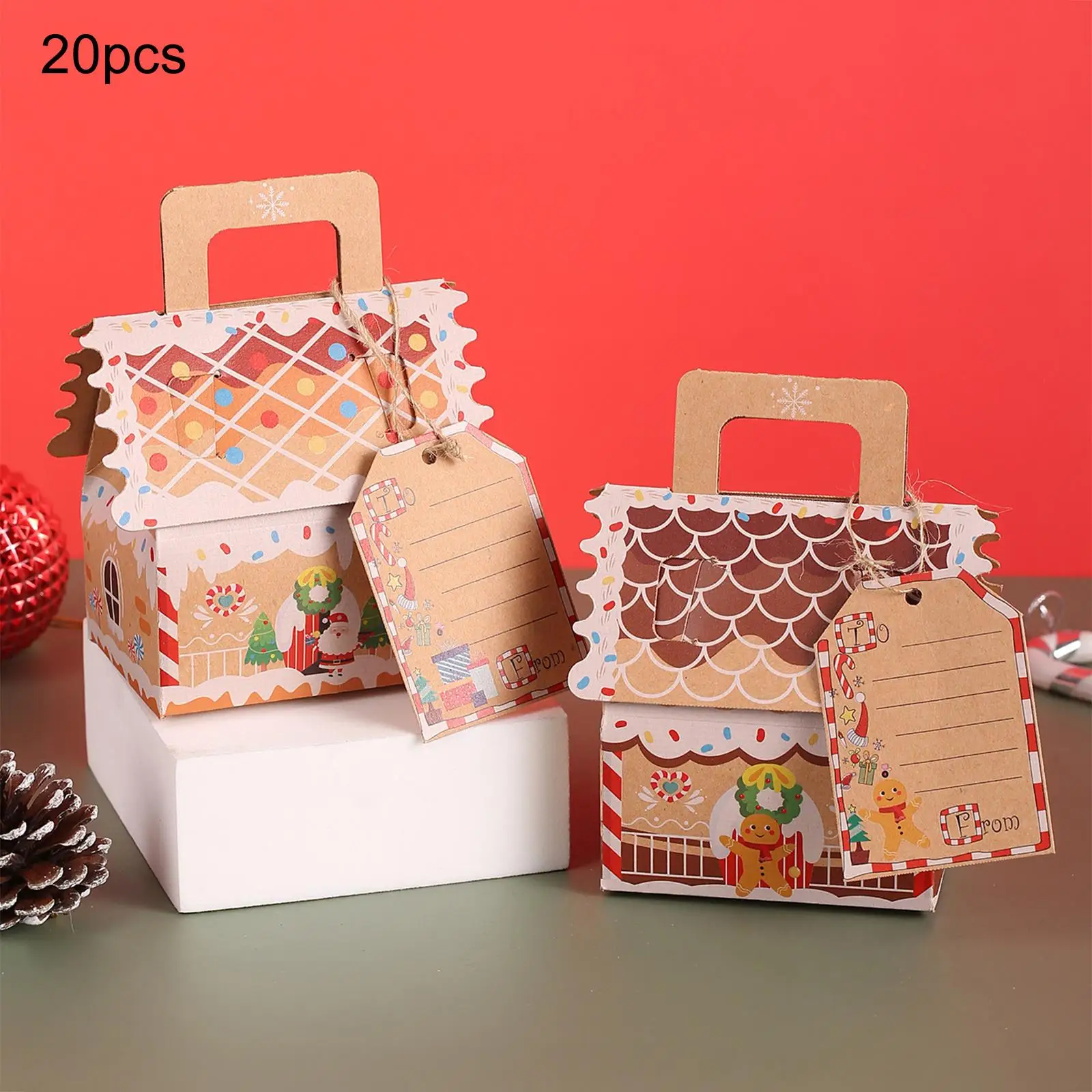 20 Pieces Candy Packing Box Biscuits Bag Packing Supply Candy Boxes for Holiday Christmas Party Festival Wedding Cookies