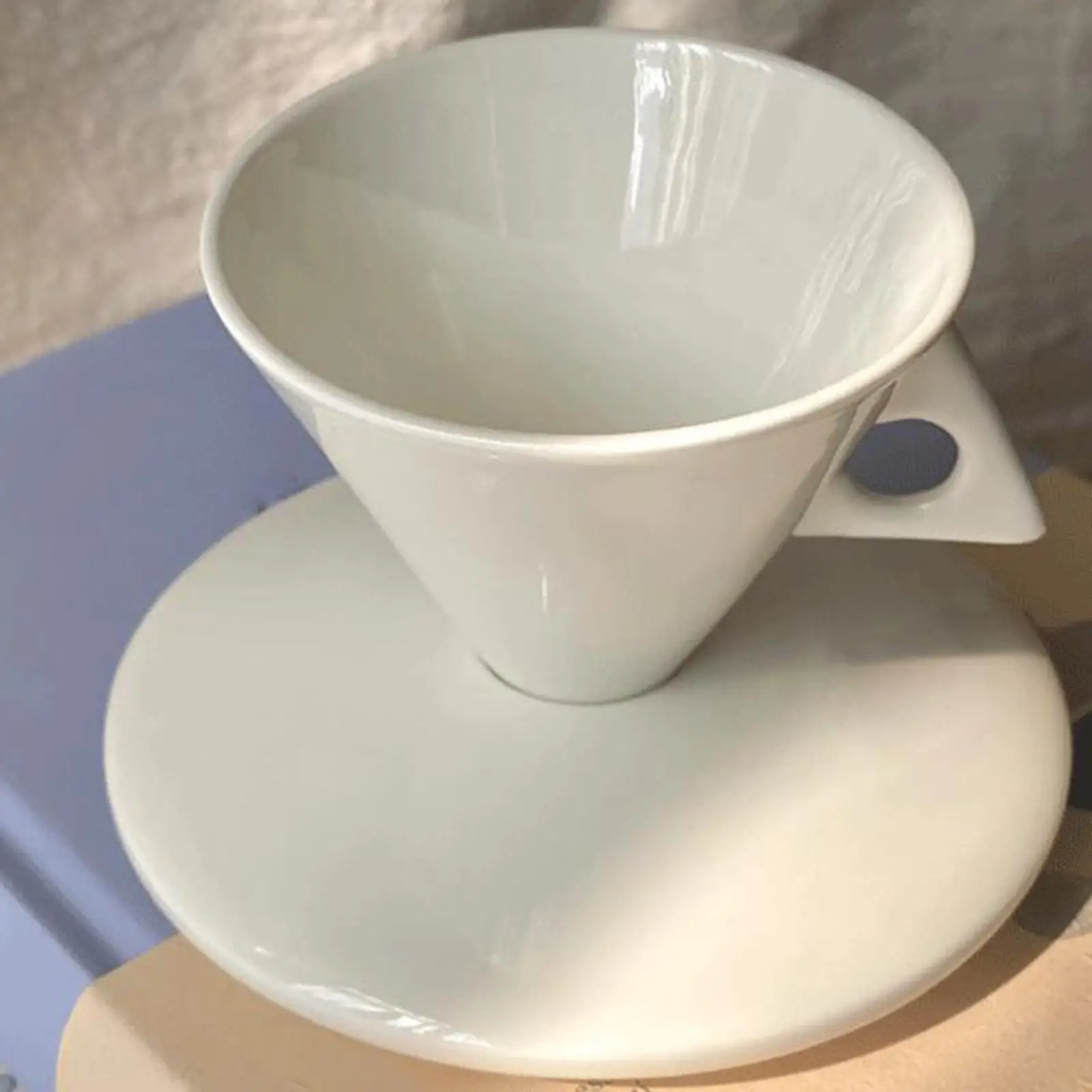 Cone Type Coffee Cup and Saucer Set Teacup for Home Office 