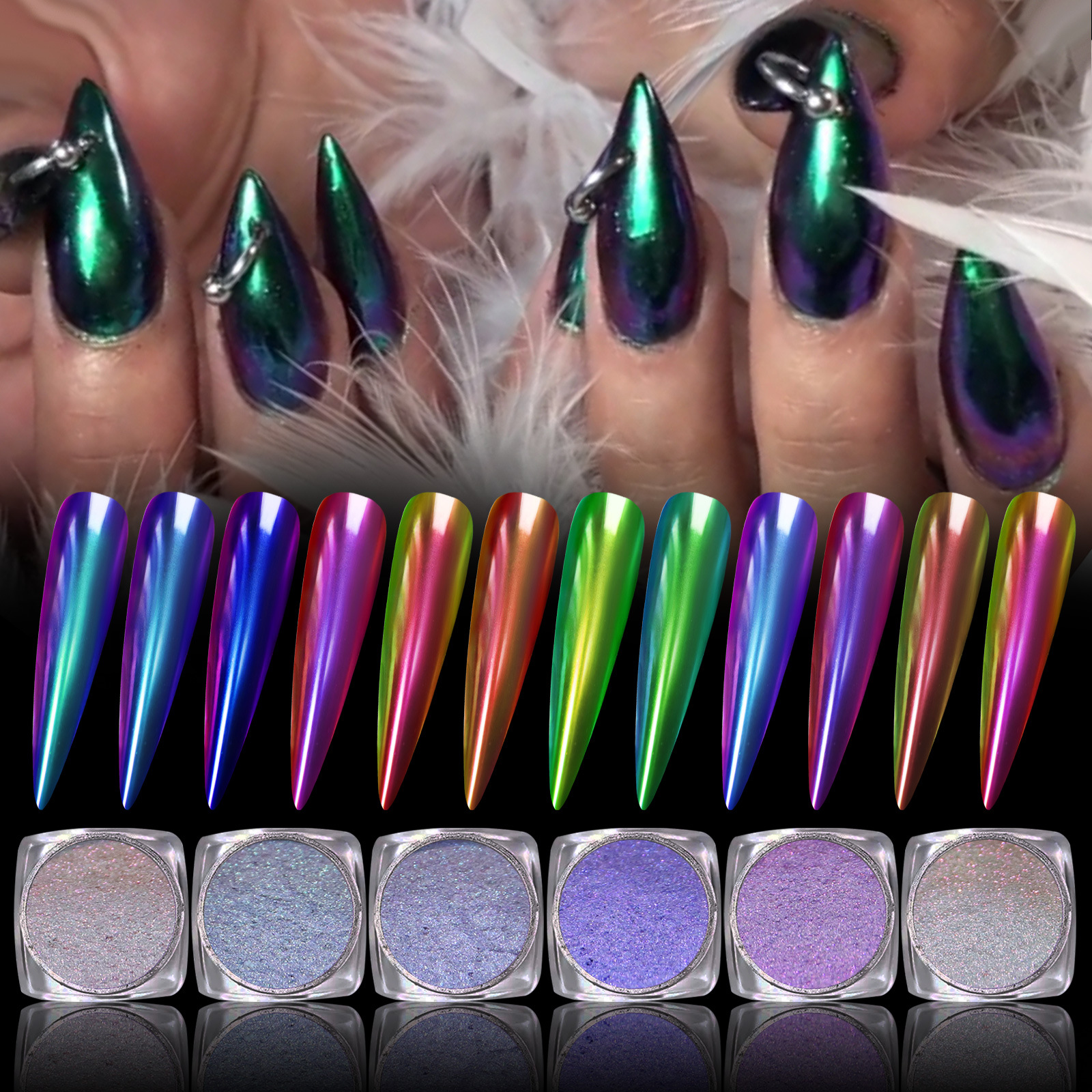 Best of Magic Mirror Chameleon Pearl Chrome Nail Powder Shimmering Holographic Metallic Effect Rubbing On Nail Art Pigment Dust Manicure Reviews & Tips