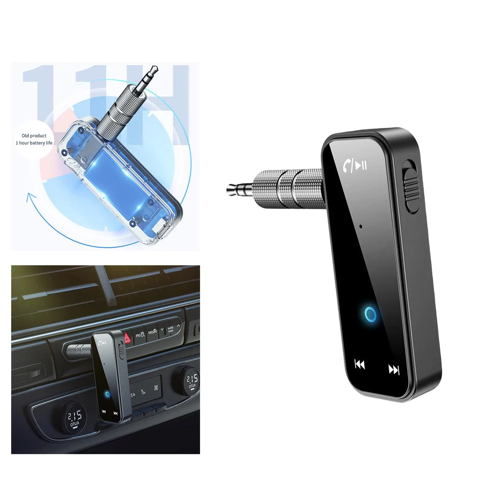 Mini 3.5mm Car AUX Adapter Bluetooth 5.0 Receiver Noise Cancelling for Home Stereo