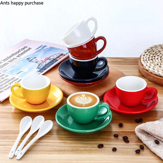 80ml Espresso Cup Small Coffee Cup and Saucer Milk Tea Cups Milk Mug Tea Mug  Coffee