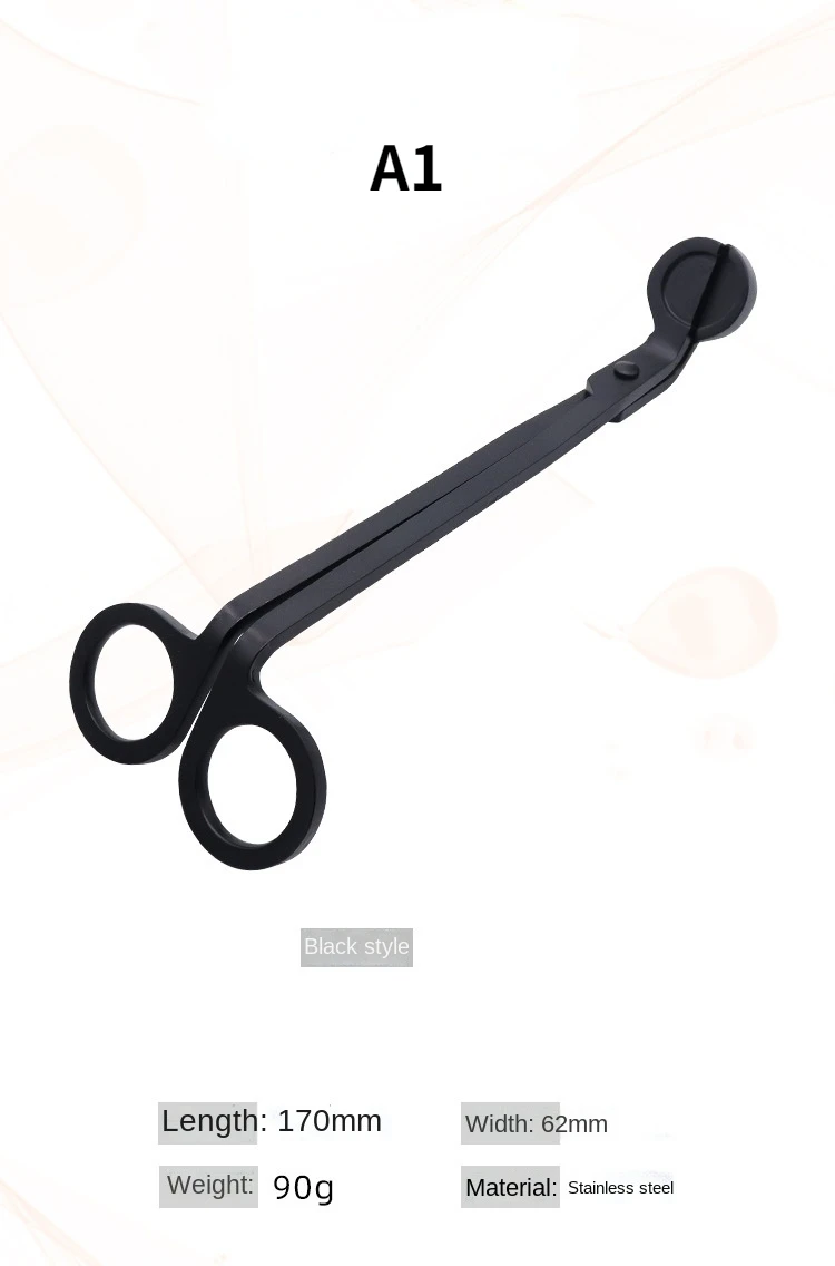 Description Picture 3 of item5 Styles Black Candle Extinguishers Scented Candle Trays, Scissors, Hook Accessories  Wick Trimmer Candle Extinguishing Tools