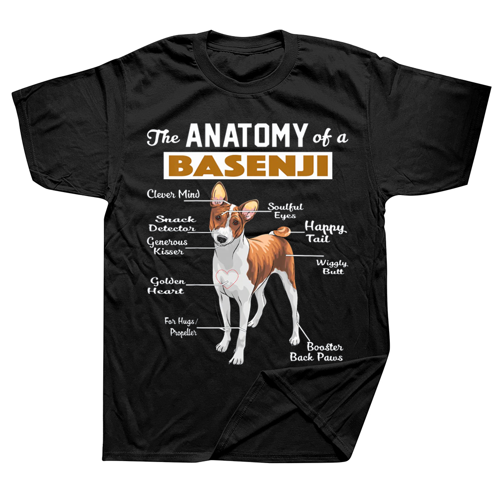 Die Anatomie von eine Basenji Hund T Shirts Baumwolle Grafik Streetwear Kurzarm Geburtstag Geschenke Sommer Stil T-shirt Herren Kleidung – Detail 2