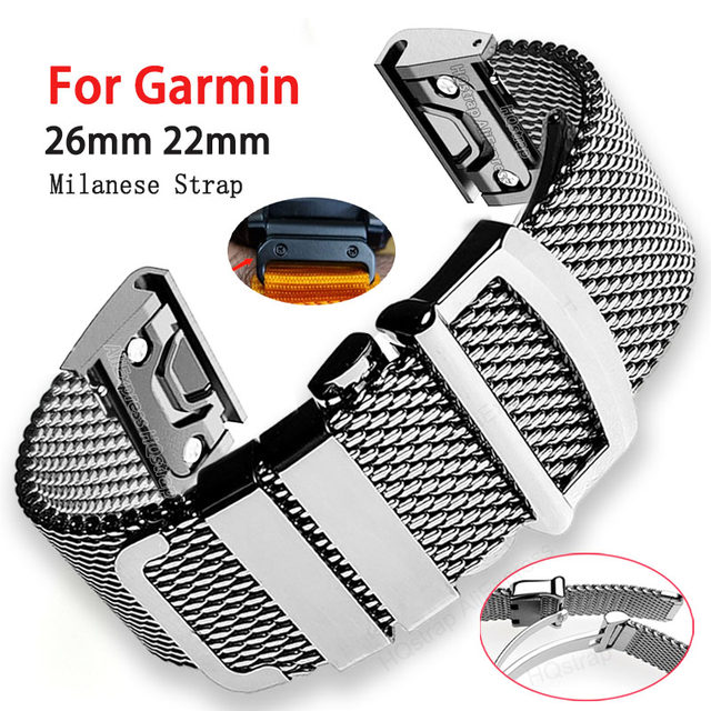 Garmin Tactix 7pro用の高品質ミラネーゼウォッチストラップ