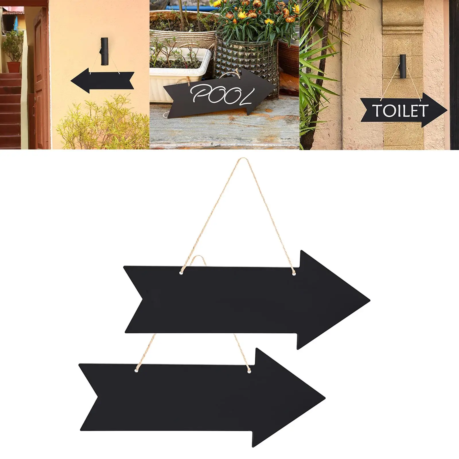 Acrylic Arrow Chalkboard Sign directional Sign Blank Two Sided Hanging Blackboard Direction Sign for Ceremony Party Wedding Bar