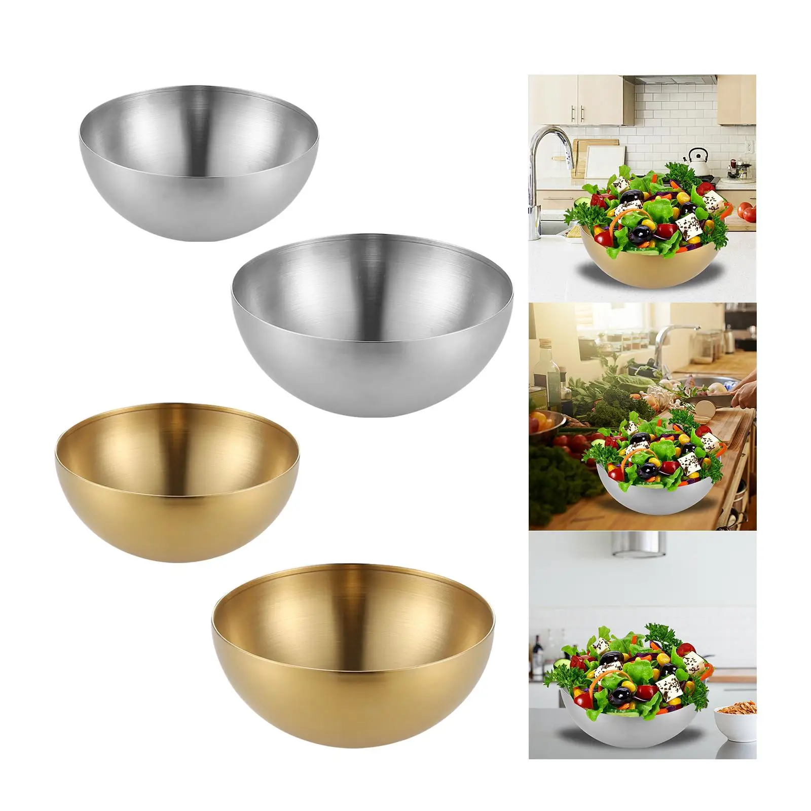 Stainless Steel Mixing Bowls Food Storage Organizers Lightweight Salad Bowls Soup Bowls Multifunction Metal Bowls for Cooking