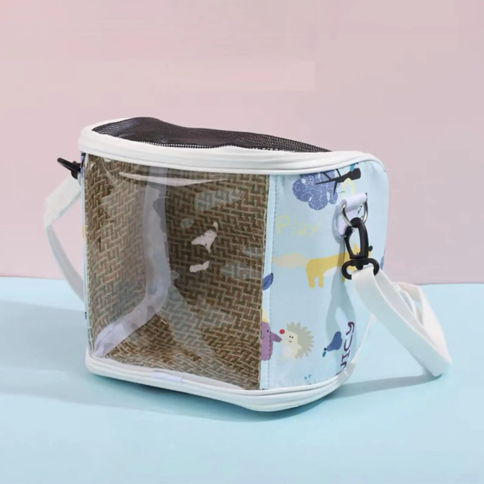 Portable Hamster Shoulder Bag Guinea Pig Travel Bag Adjustable Shoulder Strap Hamster Carrier for Rats Gecko Gerbils Supplies