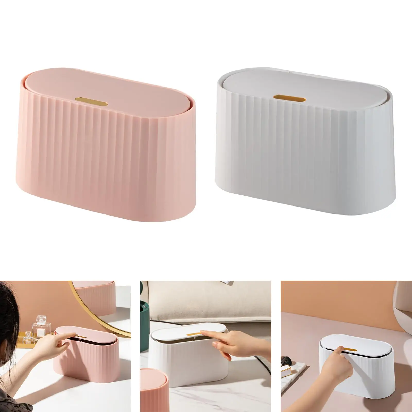 Desk Garbage Can with Lid Storage Box for Pet Food for Household Bedroom