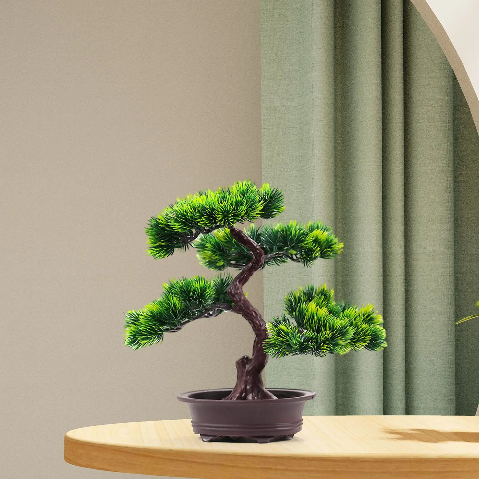 Artificial Bonsai Tree Green Tree Realistic Desktop Display Potted Faux Tree for Home Living Room Table