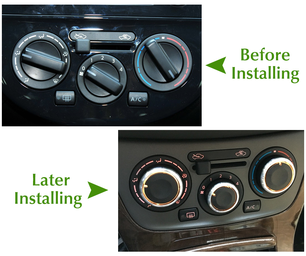 3 Teile/satz Aluminium Legierung Auto Klimaanlage Knopf AC Taste Knopf für Nissan TIIDA NV200 LIVINA 04-10 Geniss Sylphy 2012 Zubehör – Detail 8