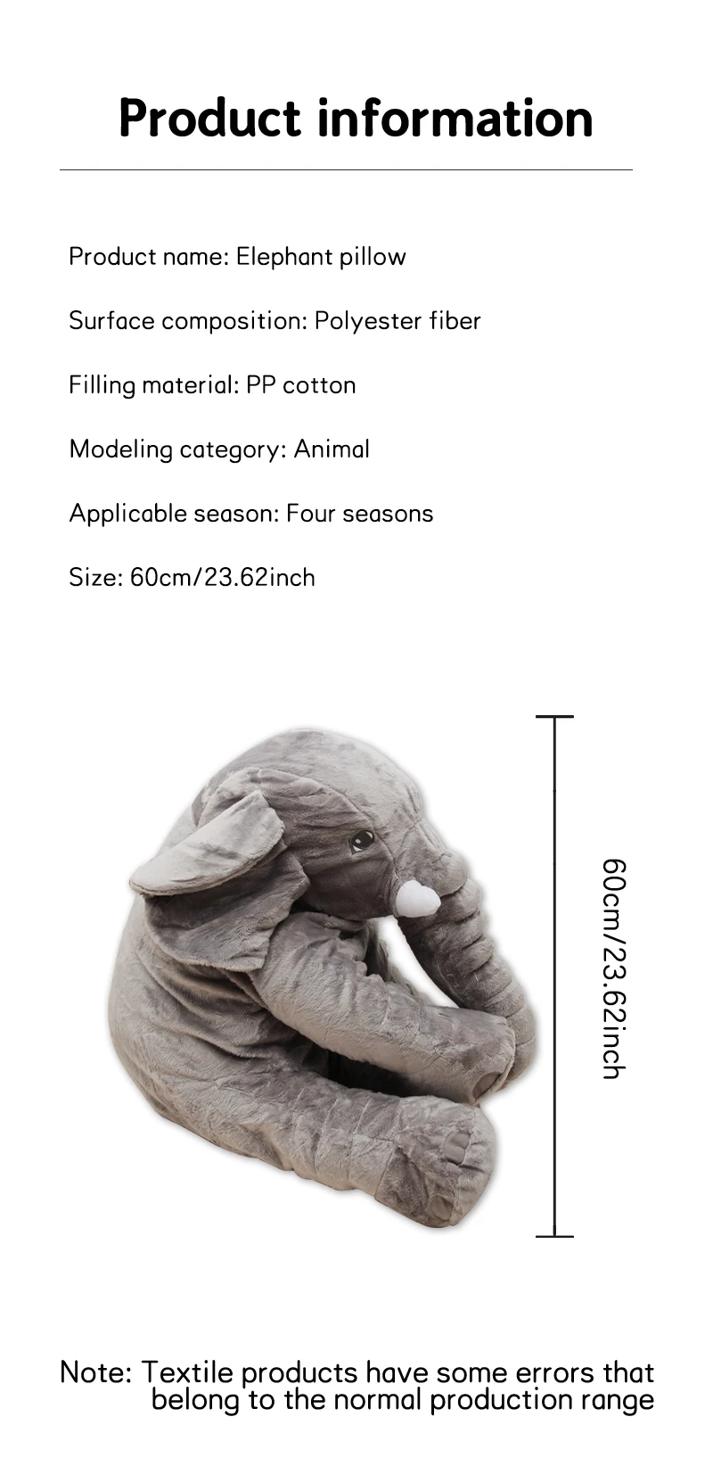 TOKOMOM™  60cm Elephant Soft Sleeping Pillow