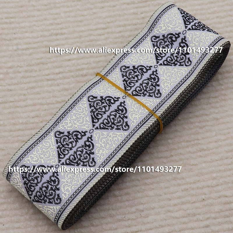 Description Picture 5 of item7 Yards 5cm Jacquard Ribbon Geometric Pattern Ethnic Lace Trim Embroidered Woven Webbing Tape For Clothing Bag DIY Sewing Fabric