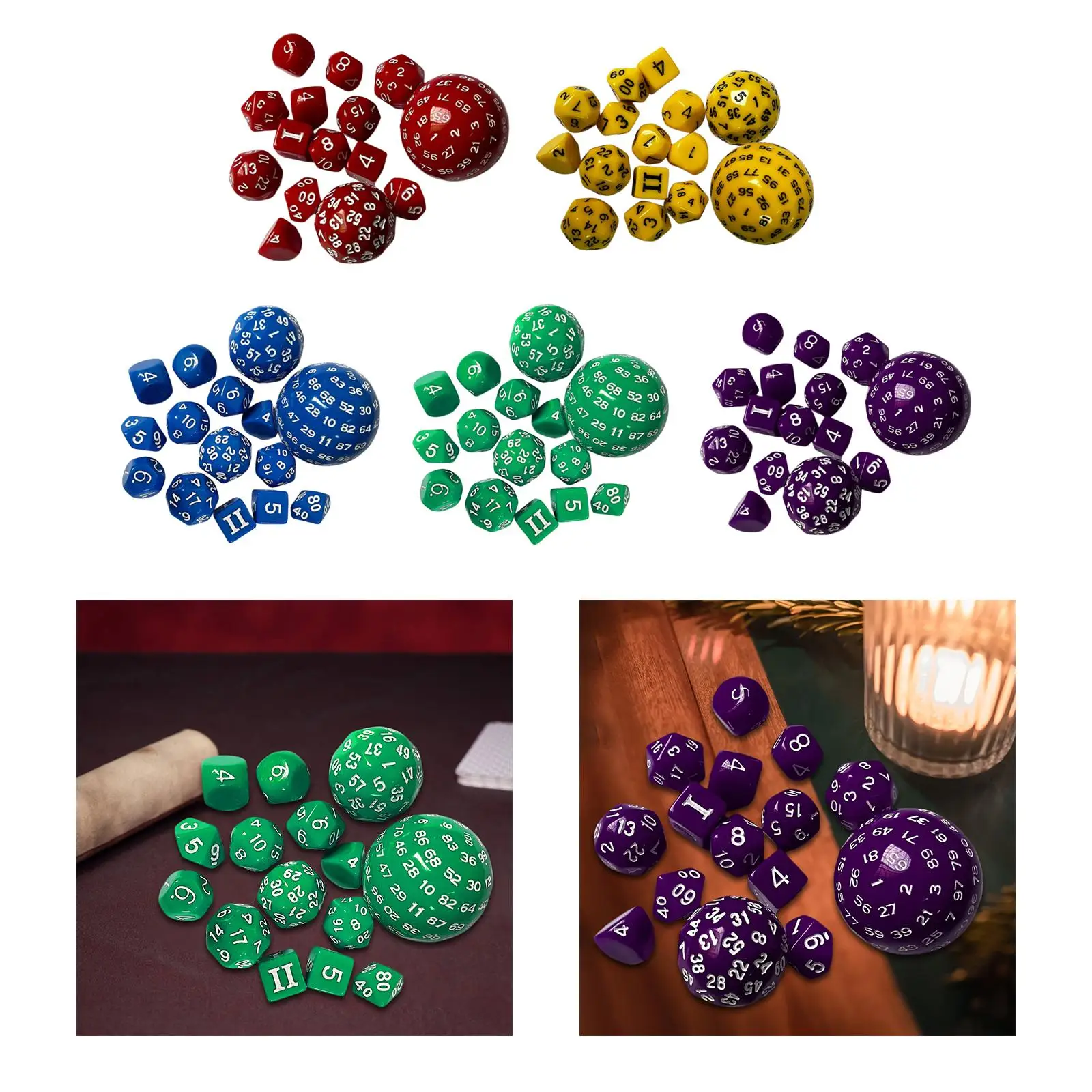 15 pack dices easy to Read Lightwheigt Mult Sided Game Dice Acrylic Polyhedral Dice Set RPG Game Dice for Tabletop game Supplies