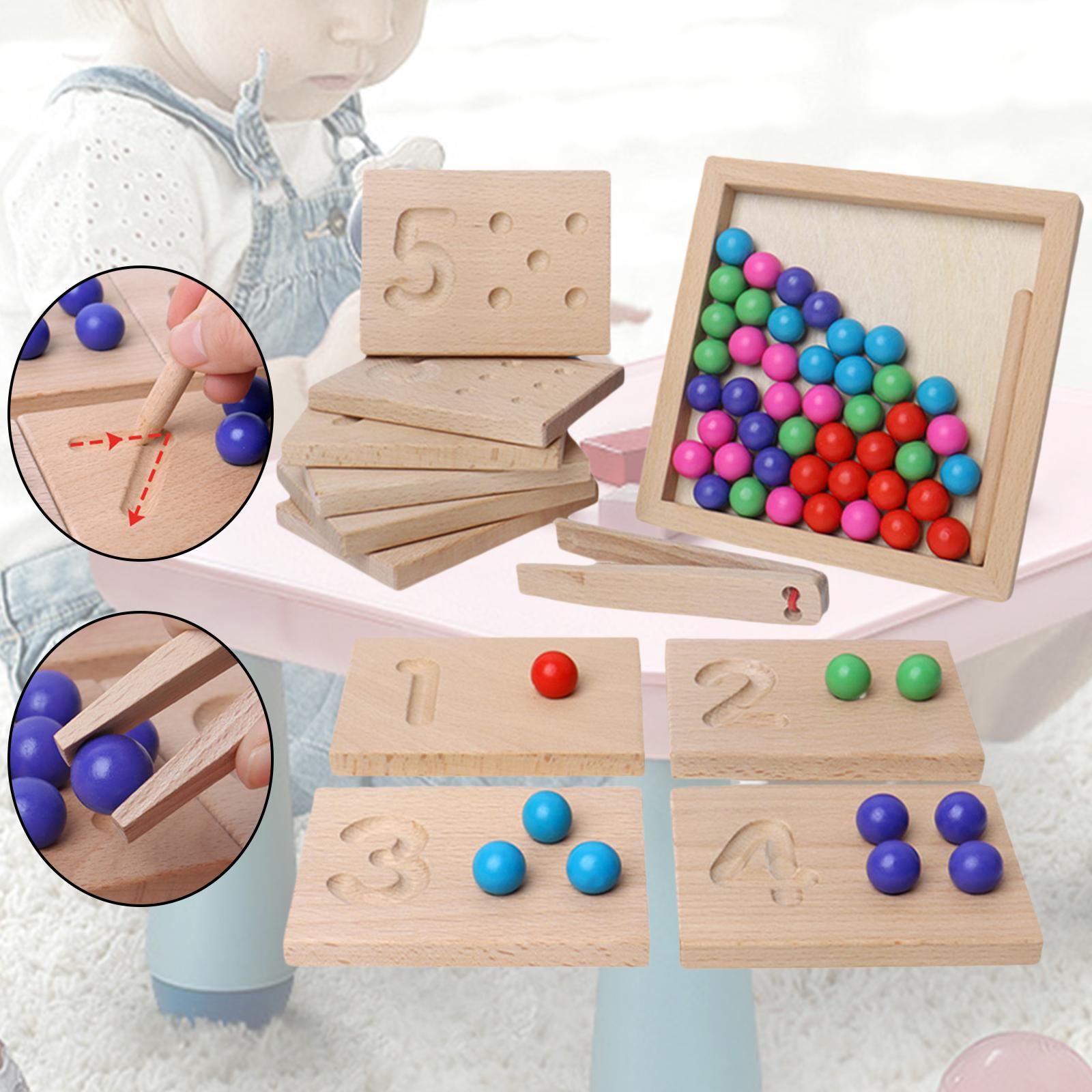 Wooden Board Clip Beads Game Montessori Toys Writing Tracing for Toddler Ages 3 4 5 6 7 Preschool Boy Girl Parent-Child Games