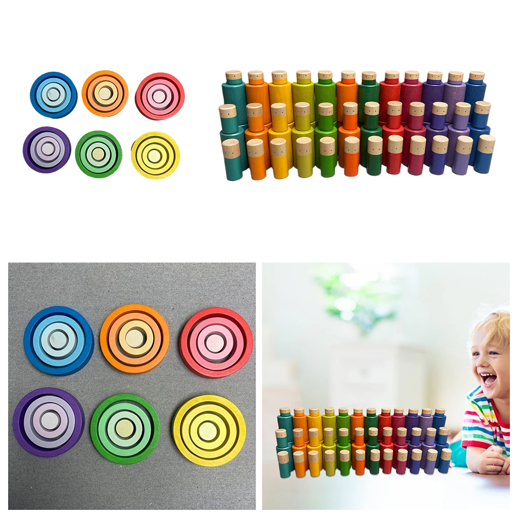 Wooden Kids Toy Building Stacker Color & Counting Early DIY Pretend Play Fun Creative Toy for Toddler